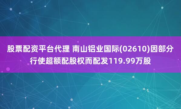 股票配资平台代理 南山铝业国际(02610)因部分行使超额配股权而配发119.99万股