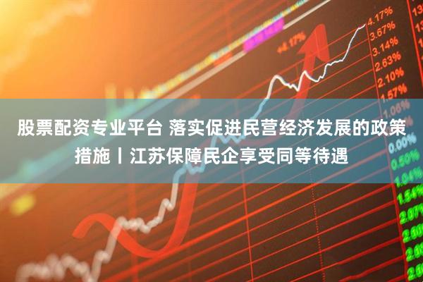 股票配资专业平台 落实促进民营经济发展的政策措施丨江苏保障民企享受同等待遇