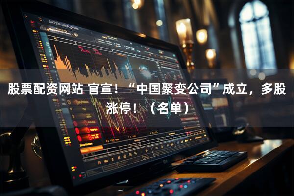 股票配资网站 官宣！“中国聚变公司”成立，多股涨停！（名单）